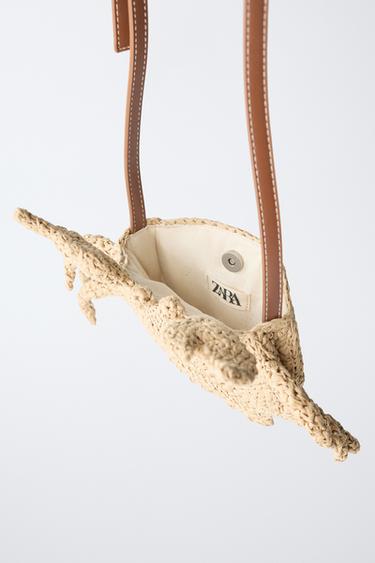 RAFFIA-EFFECT CRAB CROSSBODY BAG - Ecru White by Zara - Image 3