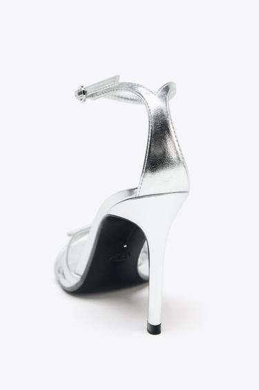 METALLIC HIGH-HEEL SANDALS - Silver by Zara - Image 7