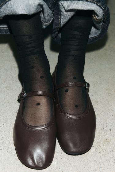 POLKA DOT STOCKING SOCKS - Black by Zara