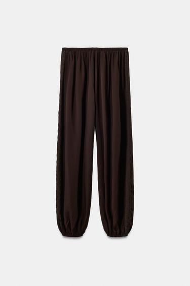 PANTALON BOUFFANT EN LYOCELL 100% - Marron de Zara - Image 4