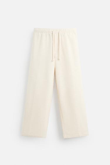 TEXTURED RELAXED FIT TROUSERS - Ecru by Zara