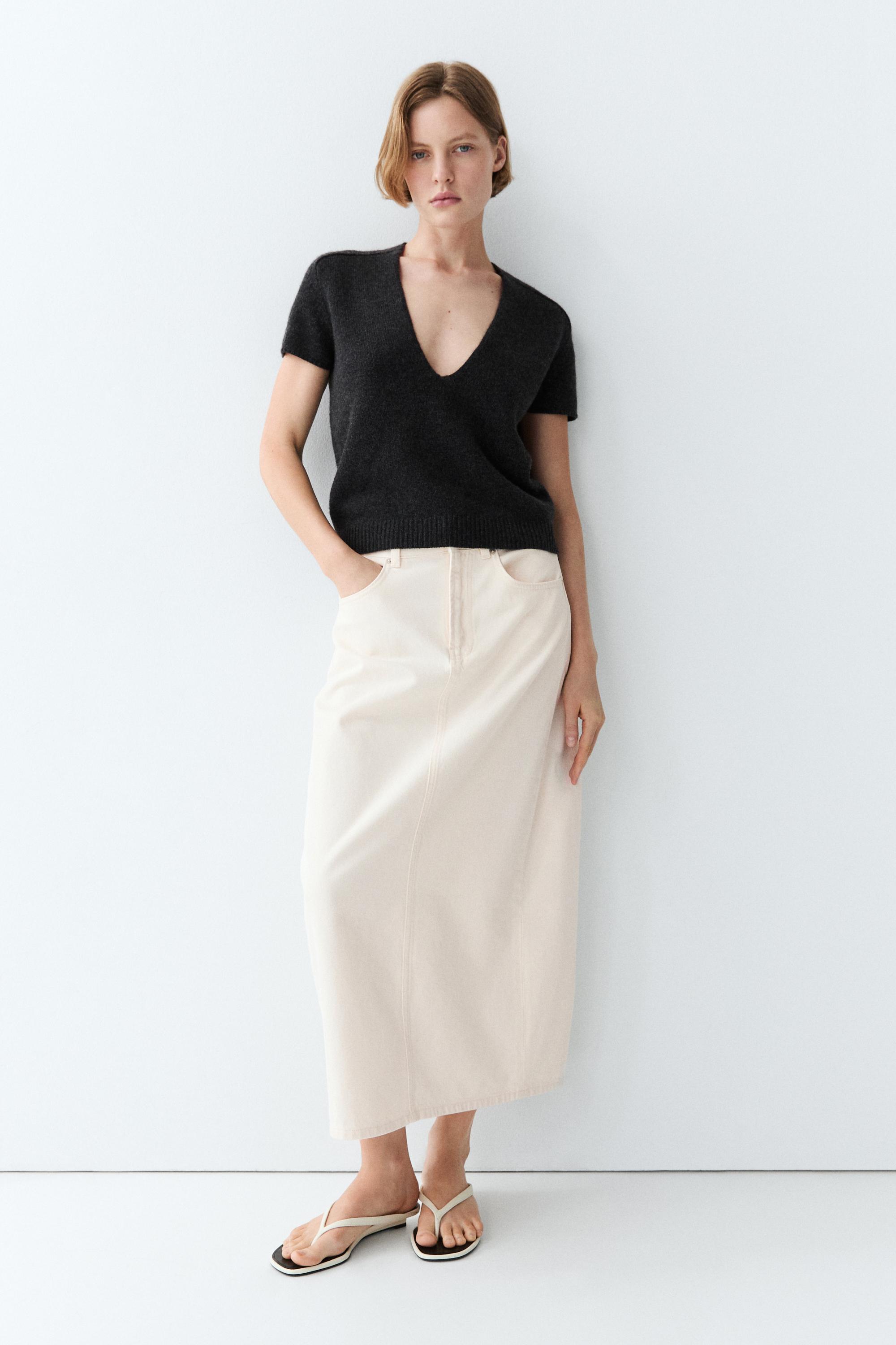 100% cashmere knit short sleeve sweater