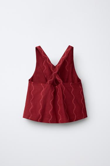 EMBROIDERED WAVE WAISTCOAT WITH LINEN - Intense red by Zara - Image 1
