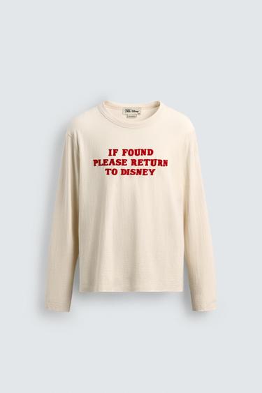 Zara HARRY LAMBERT FOR ZARA X DISNEY TEXT T-SHIRT - Ecru