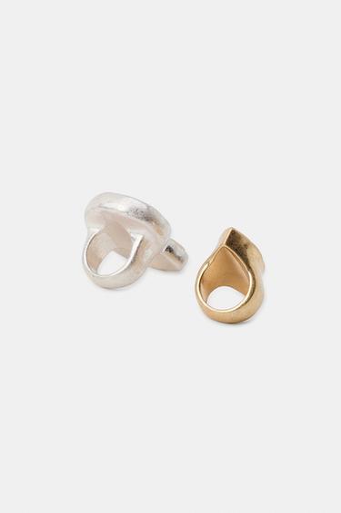 PACK OF 2 OVAL SHELL MAXI RINGS - Ecru by Zara - Image 2