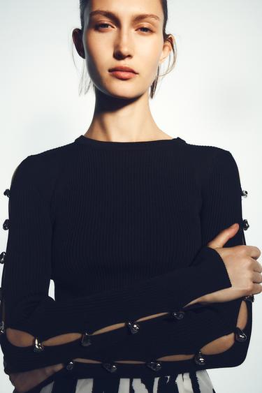 RIBBED KNIT TOP - Black by Zara - Image 0