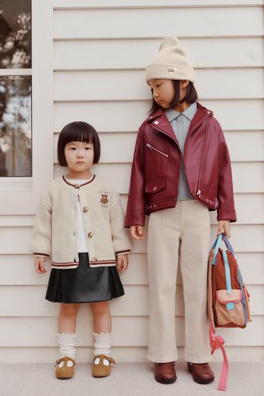 FAUX LEATHER BIKER JACKET WITH BUCKLES - Burgundy by Zara