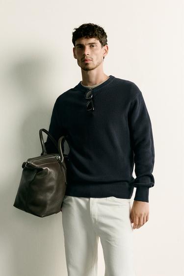 PURL KNIT REGULAR FIT JUMPER - Navy blue by Zara