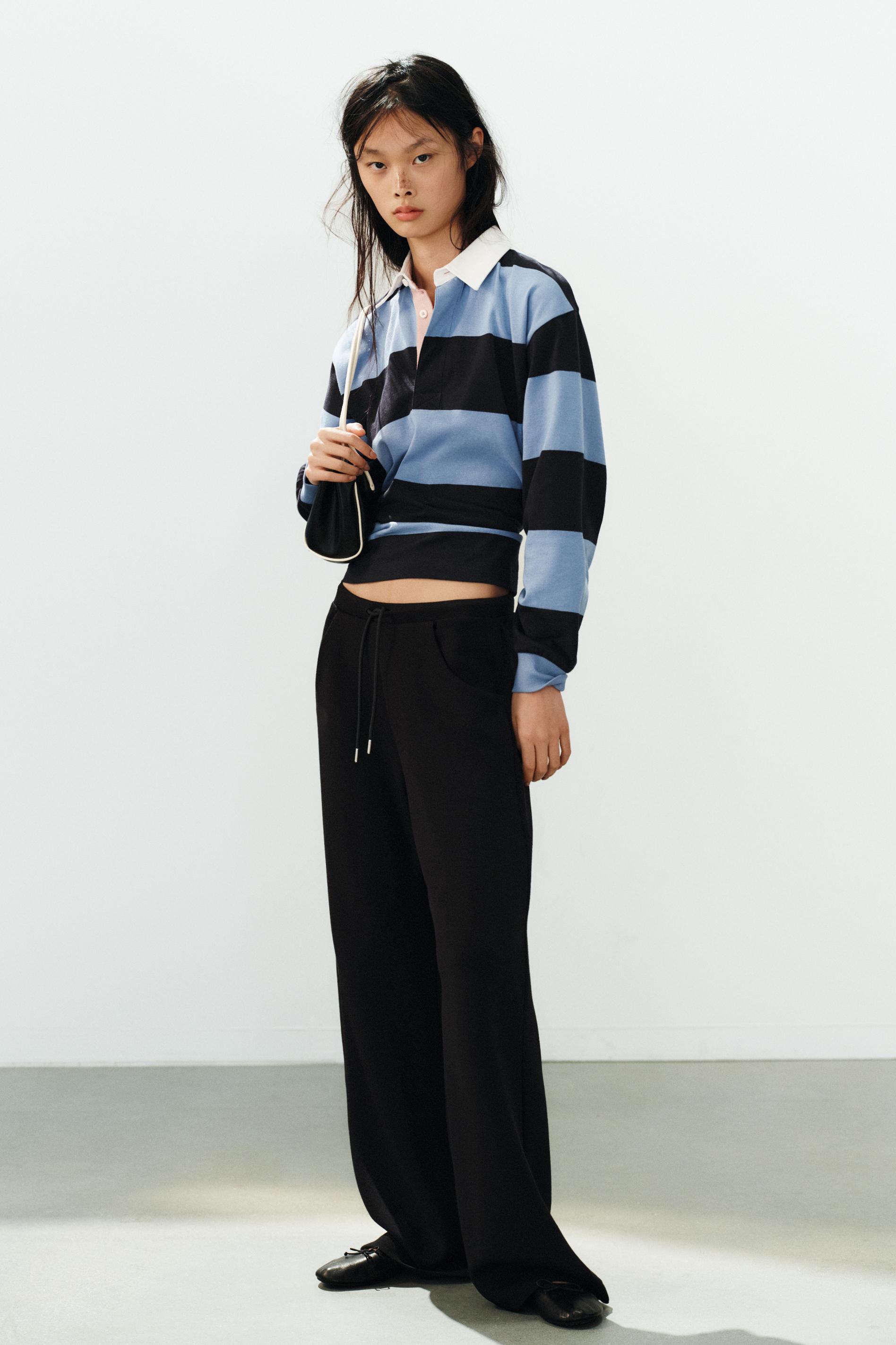 Zara KONTRAST YAKALI ÇİZGİLİ POLO T-SHIRT