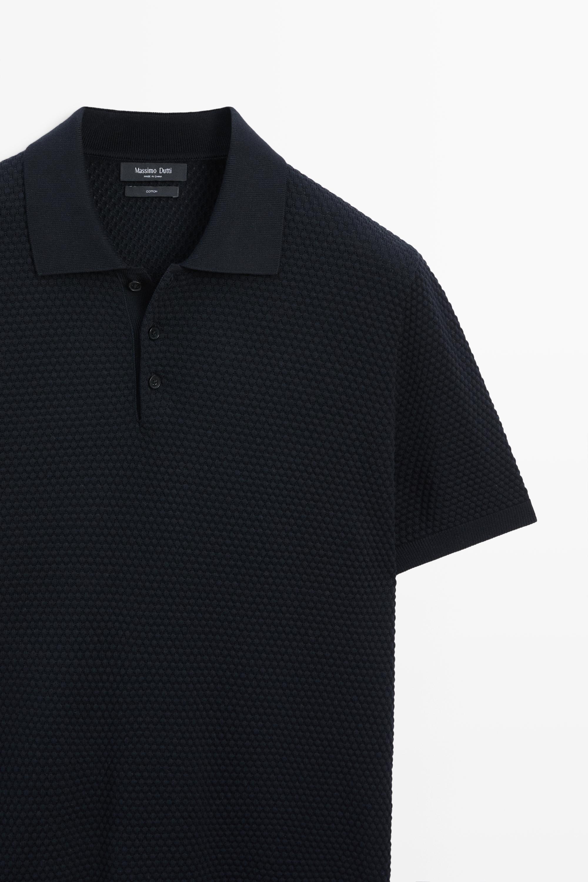100% Cotton Short Sleeve Knit Polo - Navy blue | ZARA United States