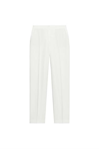 Zara HIGH-RISE STRAIGHT-LEG TROUSERS - Oyster-white