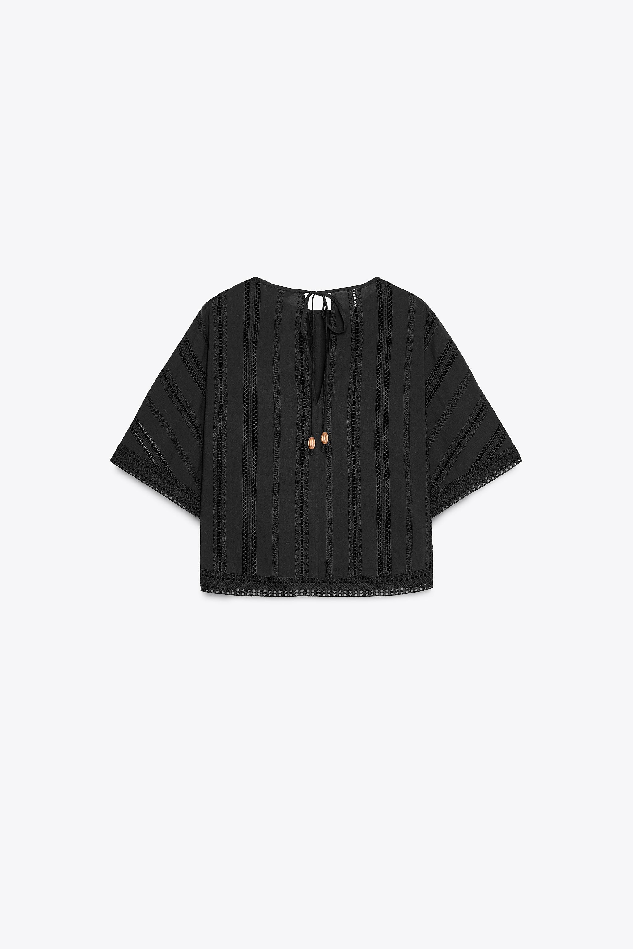BLOUSE WITH CUTWORK EMBROIDERY - Black | ZARA Georgia BLOUSE WITH CUTWORK EMBROIDERY - Black | ZARA Georgia