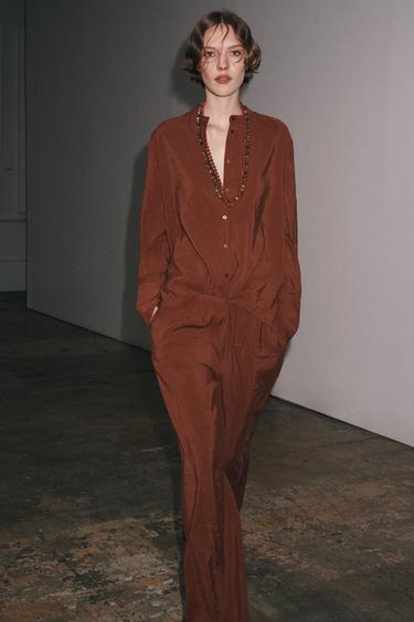 ZW COLLECTION FLOWING SHIRT - Caramel by Zara