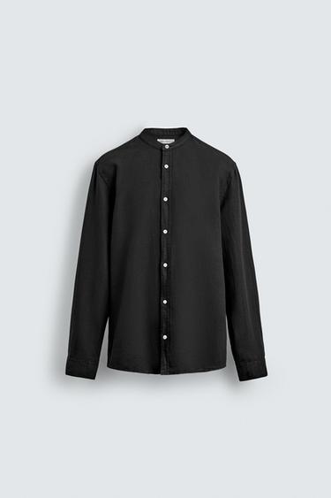 ΠΟΥΚΑΜΙΣΟ ΑΠΟ ΛΙΝΟ ΚΑΙ ΒΑΜΒΑΚΙ - Μαύρο του Zara