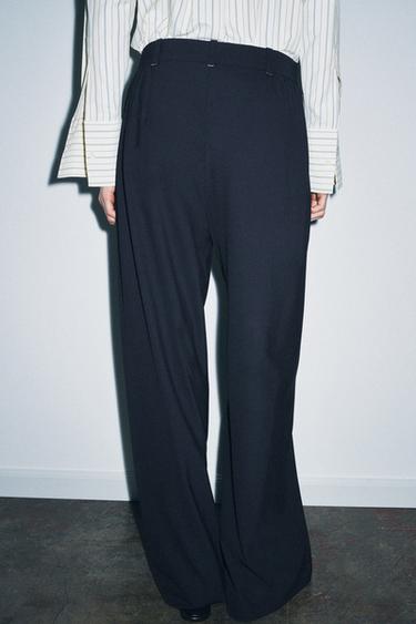 ZW COLLECTION PLEATED WIDE-LEG TROUSERS - Navy blue by Zara - Image 2
