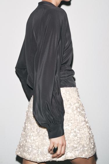 CHEMISE 100 % SOIE COLLECTION ZW - Gris anthracite de Zara - Image 2