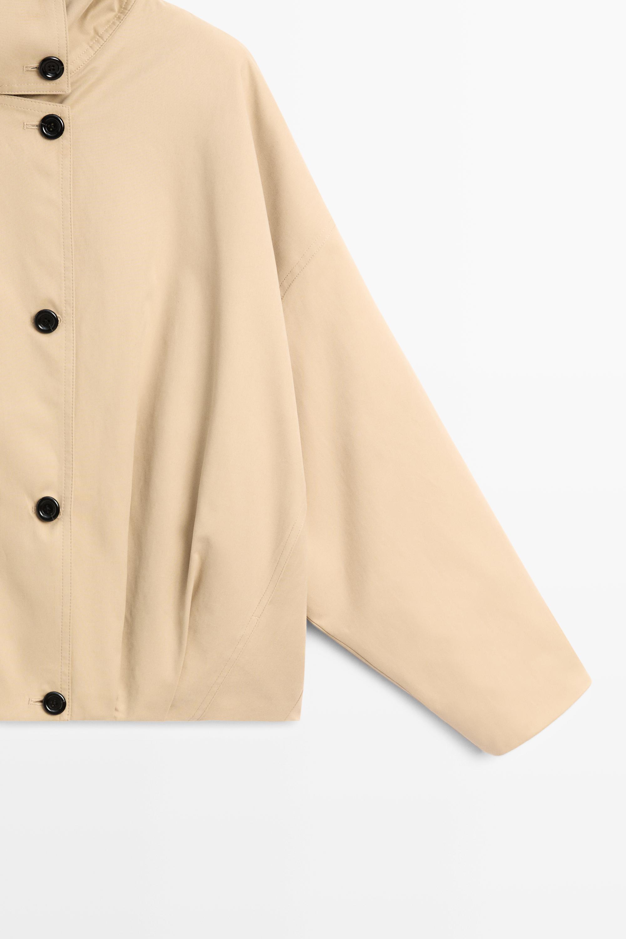 Pleated stand-collar bomber jacket