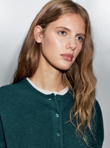 Cardigan en laine mélangée - Bleu soutenu de Zara