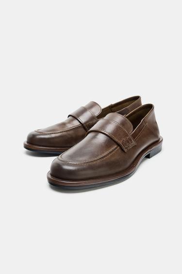 LEATHER PENNY LOAFERS - Brown by Zara - Image 2