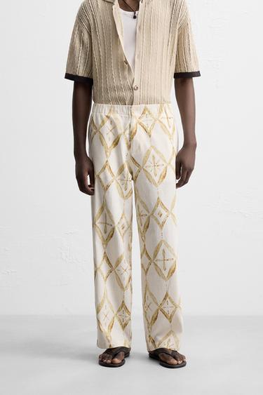 PANTALON RELAXED FIT À IMPRIMÉ GÉOMÉTRIQUE - Multicolore de Zara - Image 1
