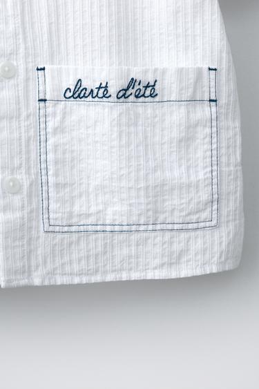 CHEMISE DOBBY BRODÉE - Écru clair de Zara - Image 3