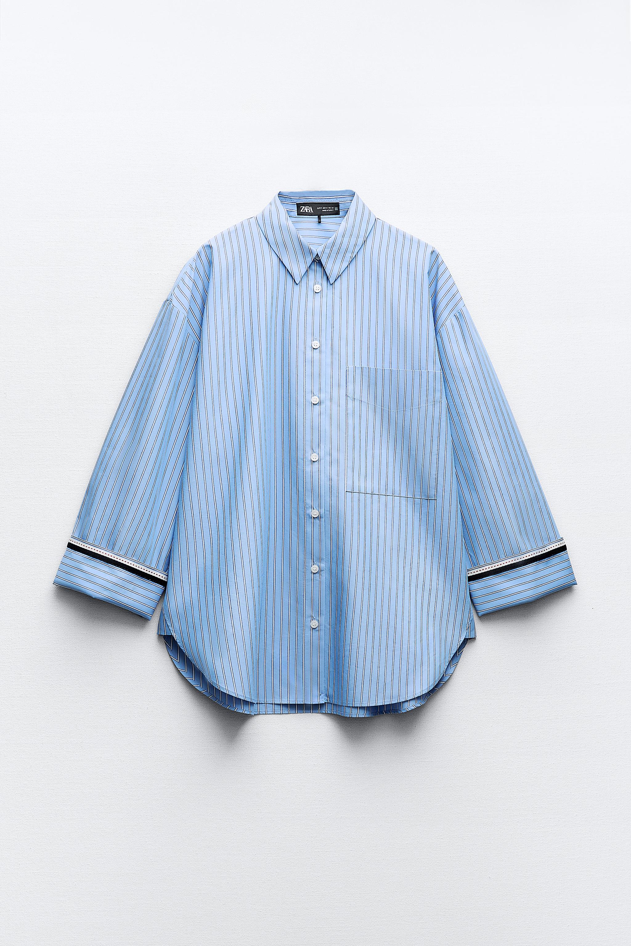 オーバーサイズ ストライプ シャツ - 青色/白色 | ZARA Japan / 日本