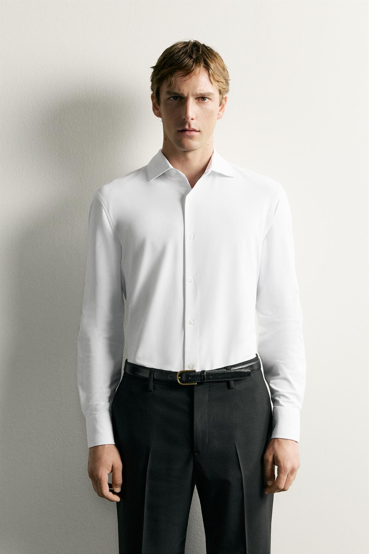 TEXTURED REGULAR FIT SHIRT — White