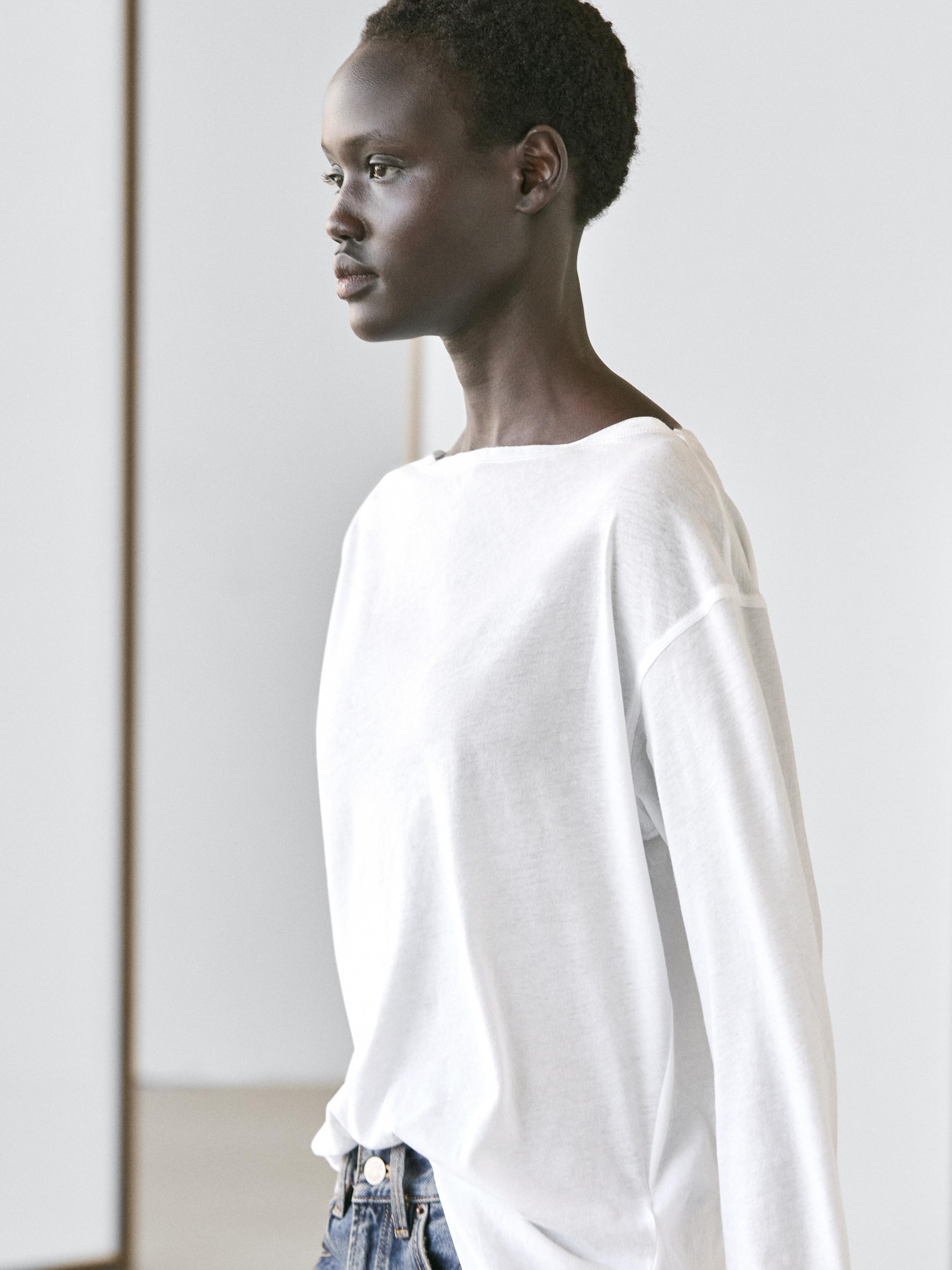 T-shirt col bateau 100 % coton