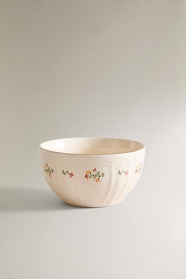 FLORAL PORCELAIN BOWL - Cream by Zara