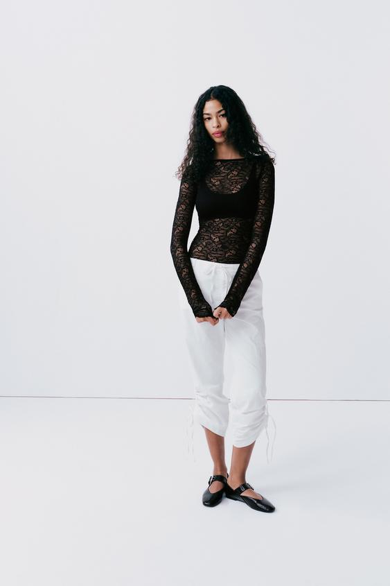 zara sweetheart Long Sleeve Black Bodysuit Size Xs India