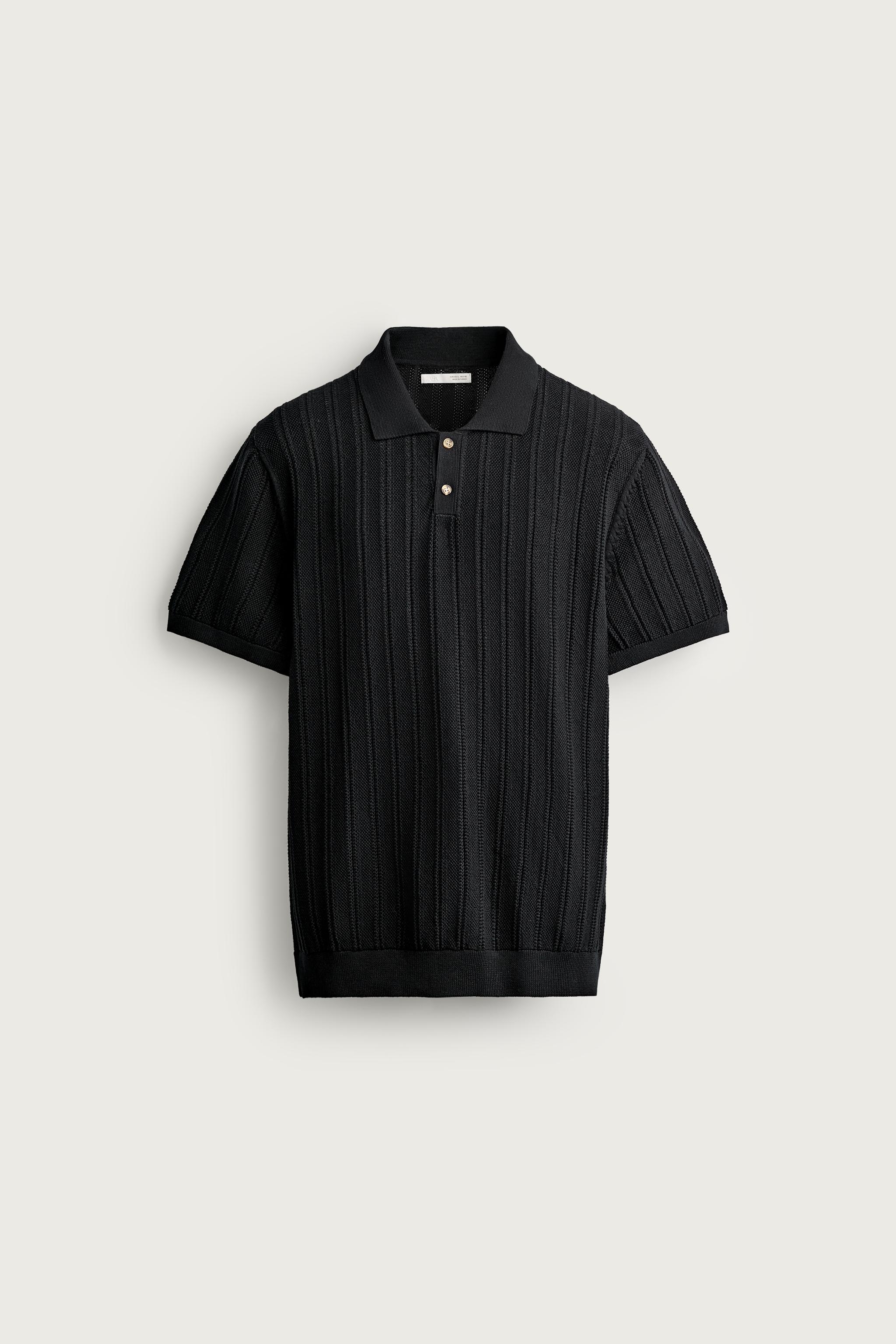 Мужские свитеры Zara OPEN-KNIT TEXTURED POLO — фото 7