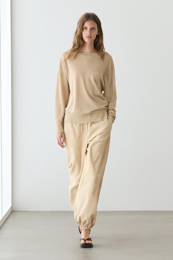 Flowing 100% linen off-the-shoulder sweater from Zara - $130