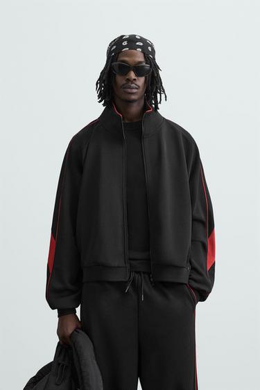 Zara RETRO SOCCER JACKET - Black