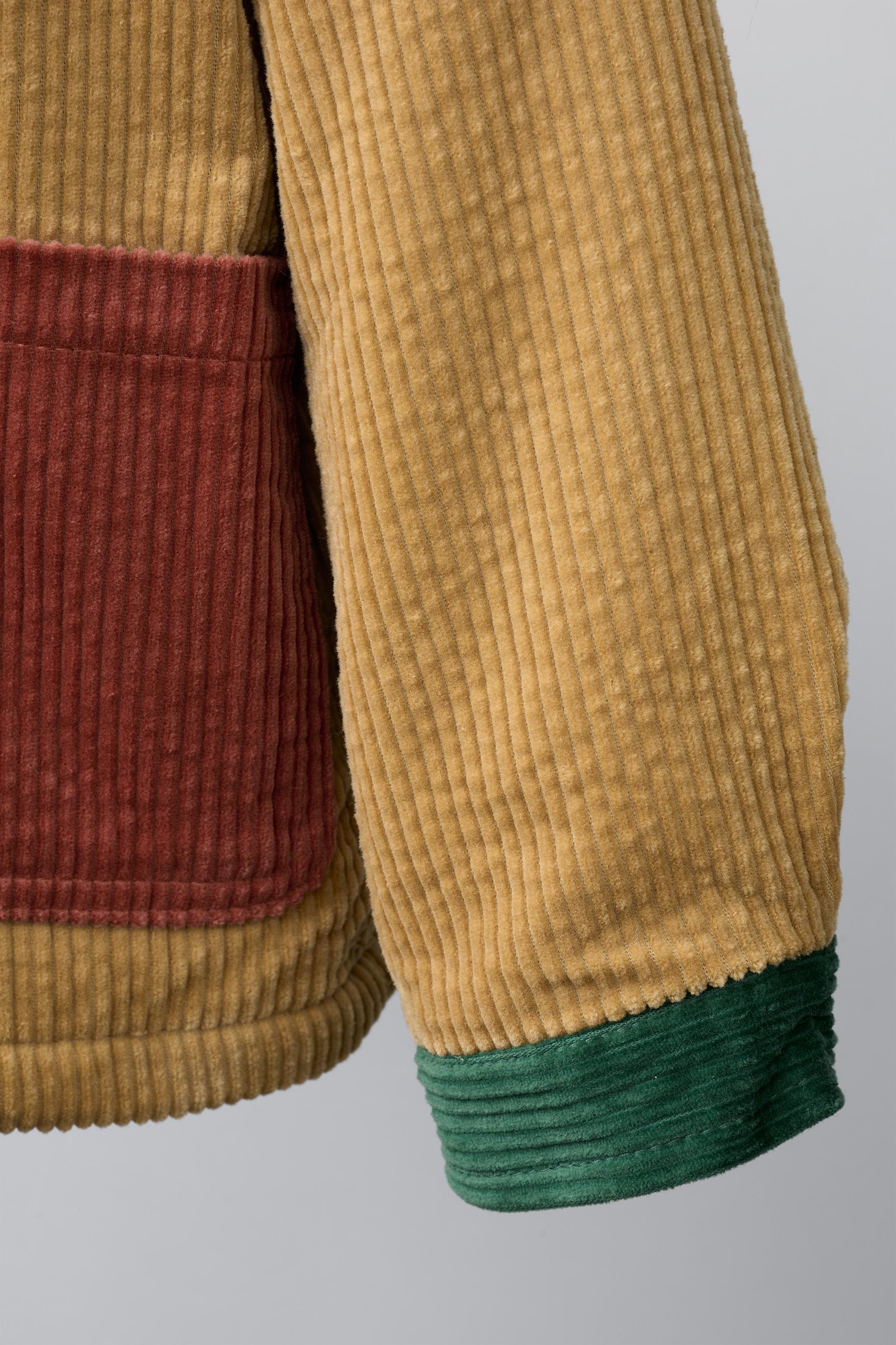 BLOUSON EN VELOURS CÔTELÉ COLOR BLOCK DOUBLURE EFFET MOUTON