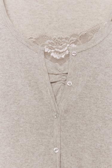 VESTE BIMATIÈRE TOP DENTELLE - Sable / Chiné de Zara - Image 5
