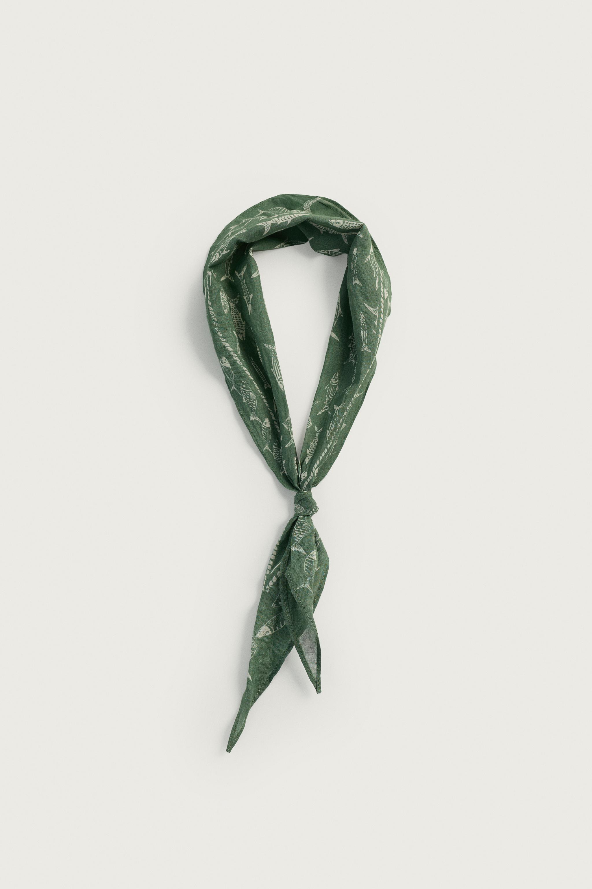 Мужские аксессуары Zara LONG FISH PRINT BANDANA — фото 3