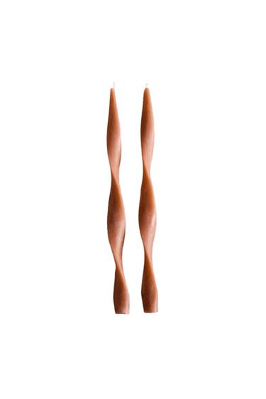 Zara SET OF DECORATIVE POWDERED CANDLES (SET OF 2) - Brown