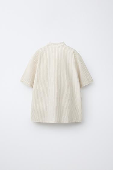 STRIPED COTTON LINEN SHIRT - Sand by Zara - Image 1