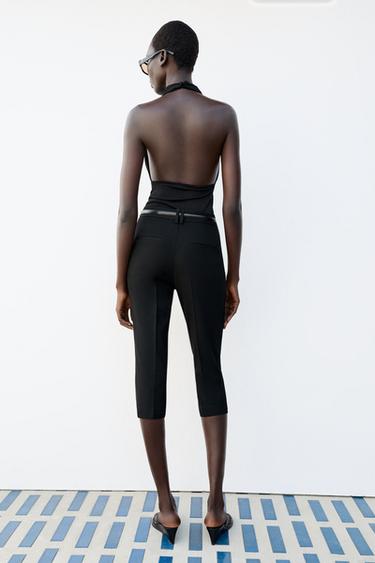 PANTALON CAPRI AVEC CEINTURE - Noir de Zara - Image 3
