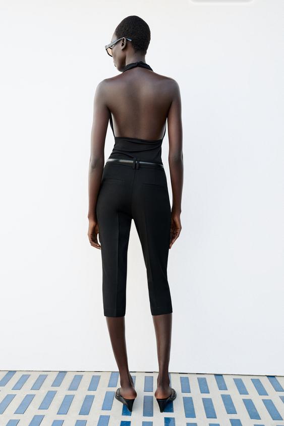 PANTALON CAPRI AVEC CEINTURE - Noir de Zara - Image 3