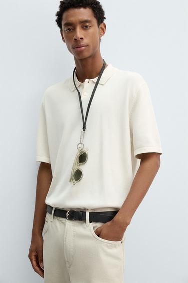 COTTON BLEND KNIT POLO SHIRT - Ecru by Zara