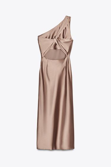 ASYMMETRIC SATIN MAXI DRESS - Mid-camel by Zara - Image 5