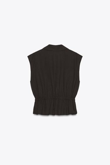 SAFARI LINEN BLEND TOP - Brown by Zara - Image 7