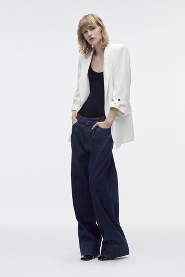 BLAZER MANGA REMANGADA - Blanco roto de Zara