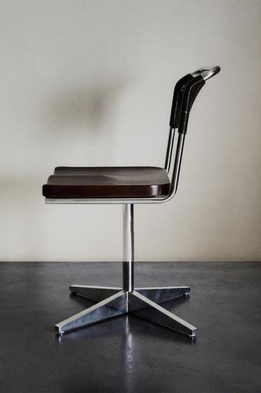 STAINLESS STEEL AND LEATHER CHAIR - Chocolate by Zara