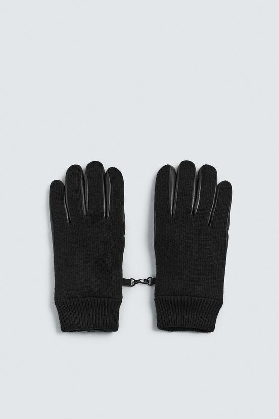 LEATHER AND KNIT GLOVES