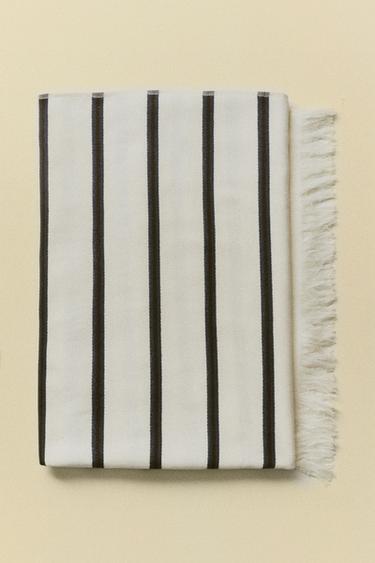 TOALLA PLAYA ALGODÓN RAYAS - Crudo / Marino de Zara