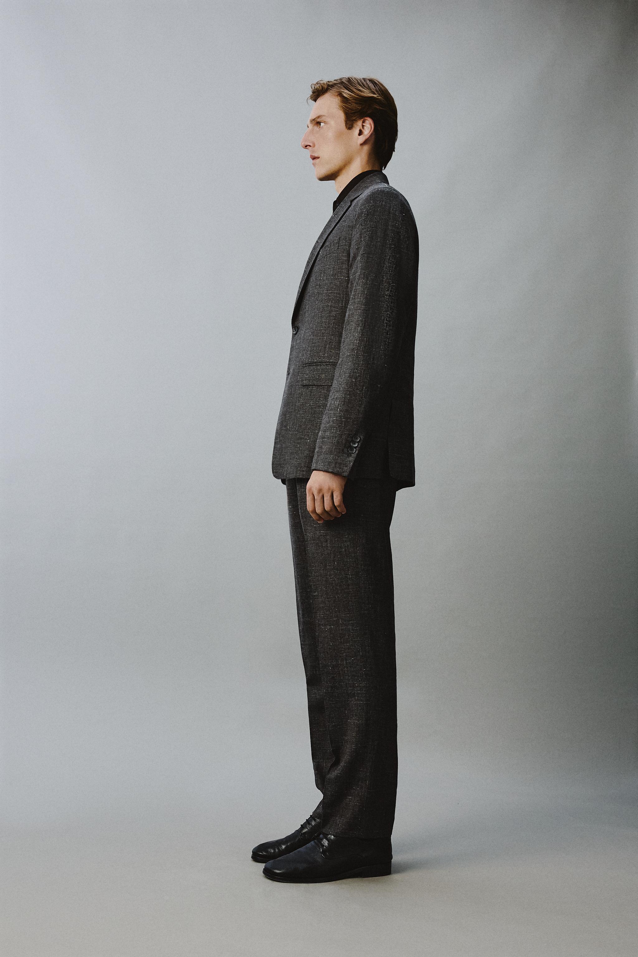 REGULAR FIT STRUCTURED SUIT PANTS