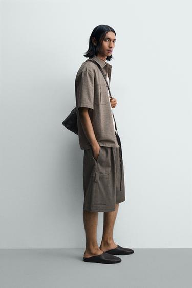OVERSIZE FIT SHIRT WITH POCKETS - brown vigore by Zara - Image 3