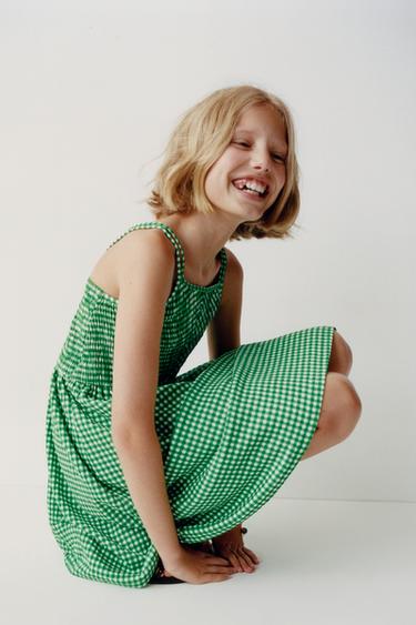 CHECK TEXTURED DRESS - Light green by Zara